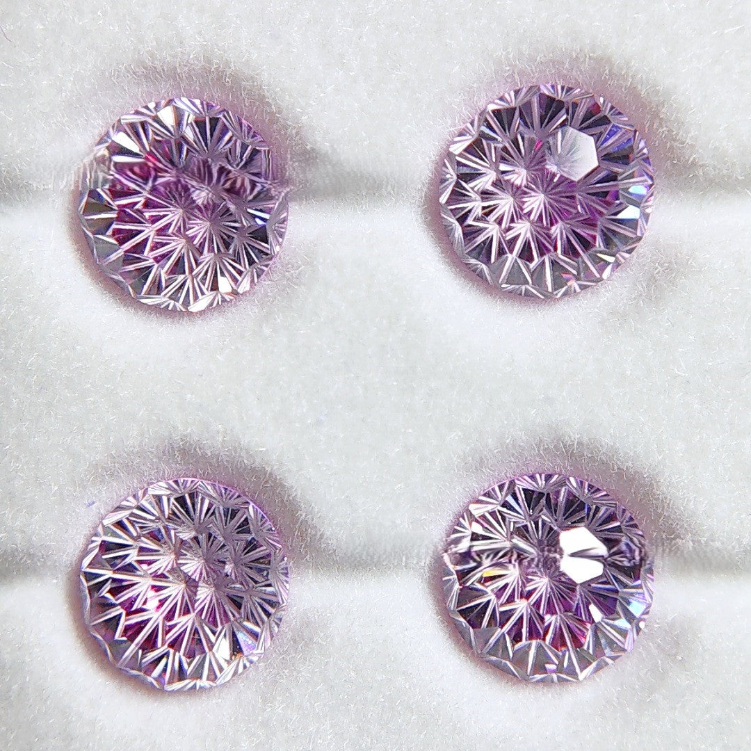 5A 4-8mm Round Flame Cut Loose CZ Stone - 2pcs