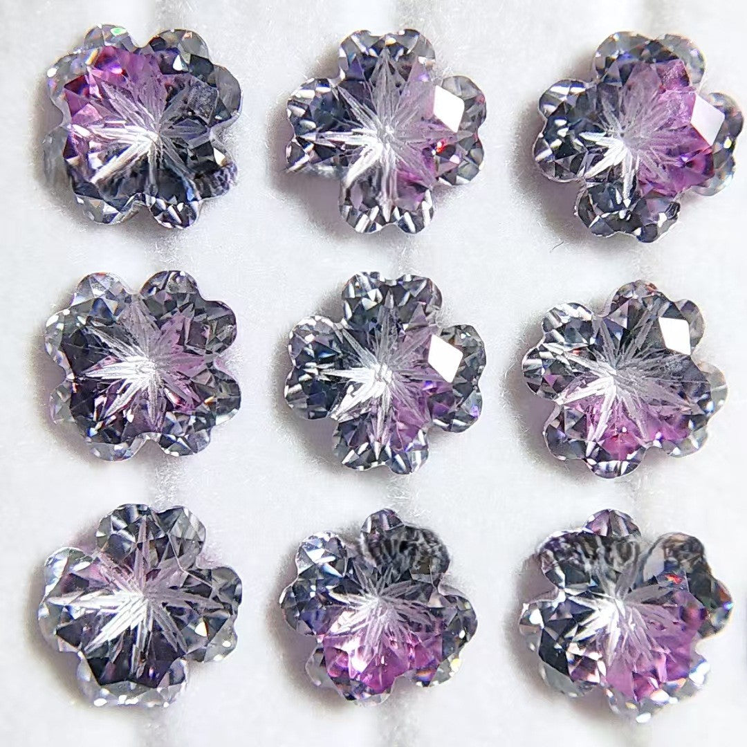 5A 6mm Lucky Clover Coated Loose CZ Stone - 2pcs