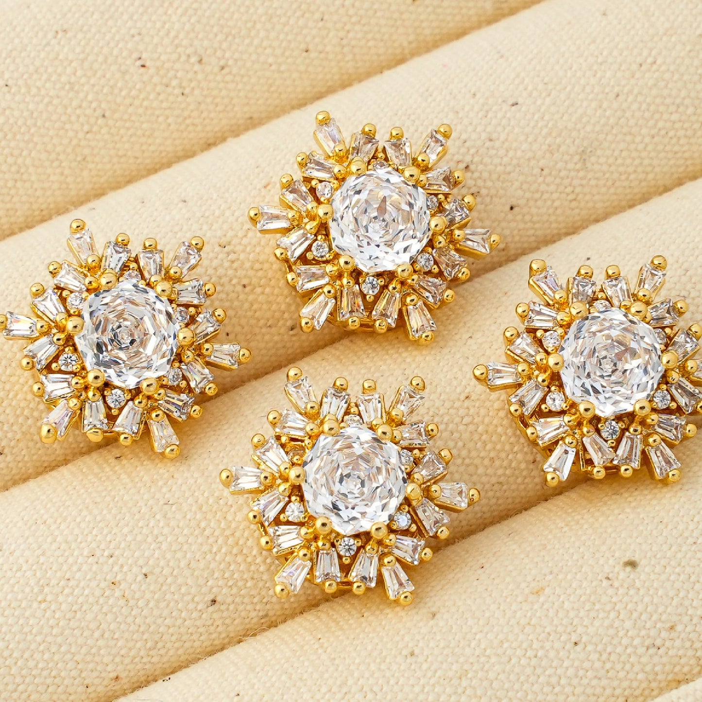 Snowflake Zircon Spacer with Rose Cut Diamond