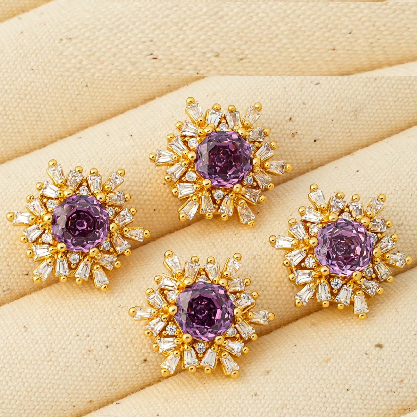 Snowflake Zircon Spacer with Rose Cut Diamond