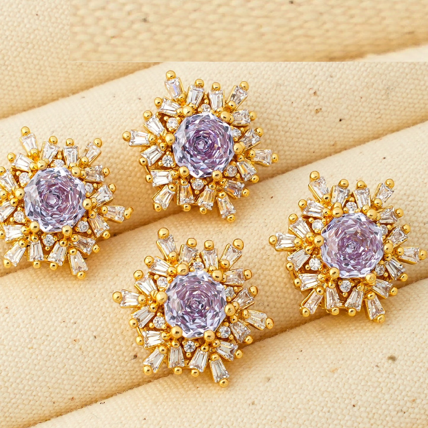 Snowflake Zircon Spacer with Rose Cut Diamond