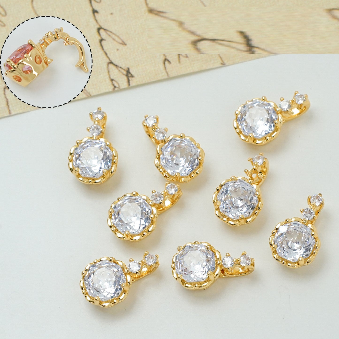 Rose Cut Zircon Connection Closure/Clasp