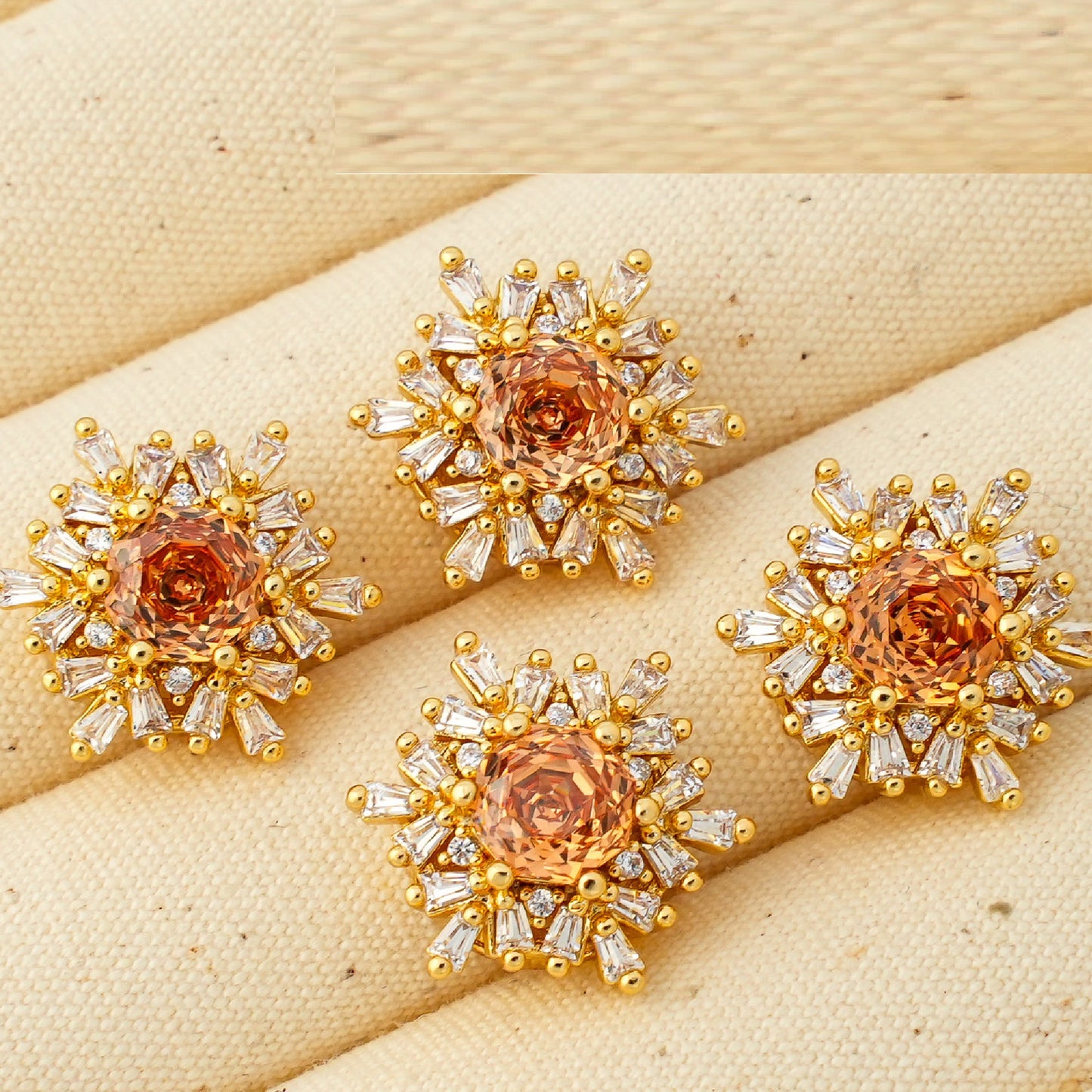 Snowflake Zircon Spacer with Rose Cut Diamond