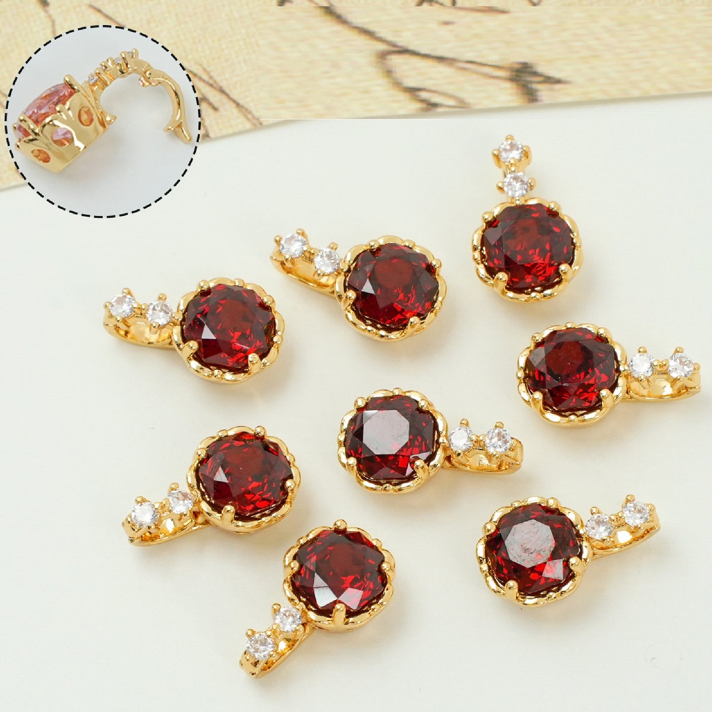 Rose Cut Zircon Connection Closure/Clasp