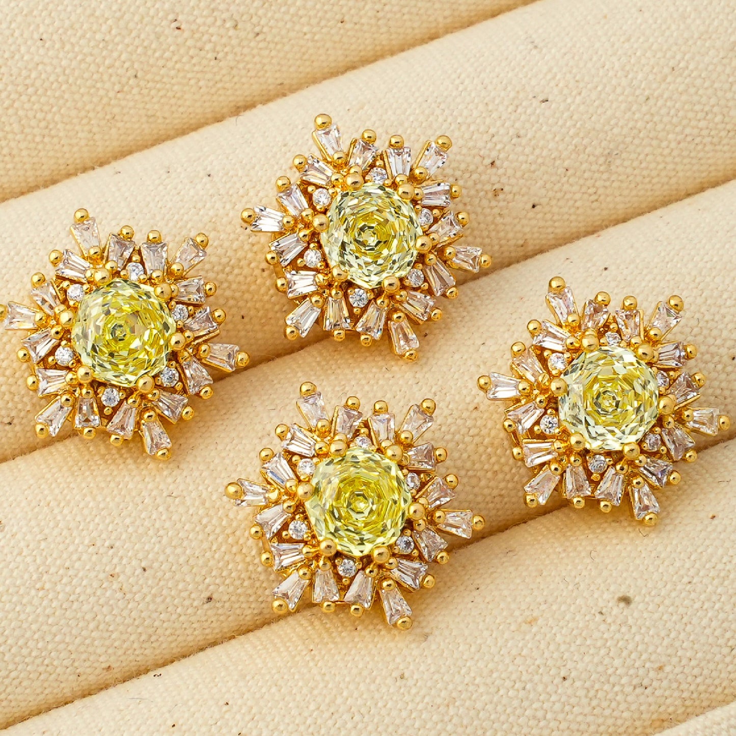 Snowflake Zircon Spacer with Rose Cut Diamond