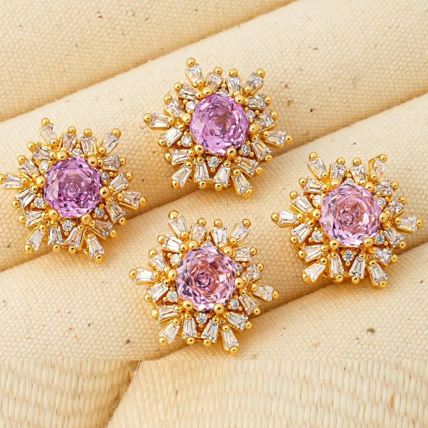 Snowflake Zircon Spacer with Rose Cut Diamond