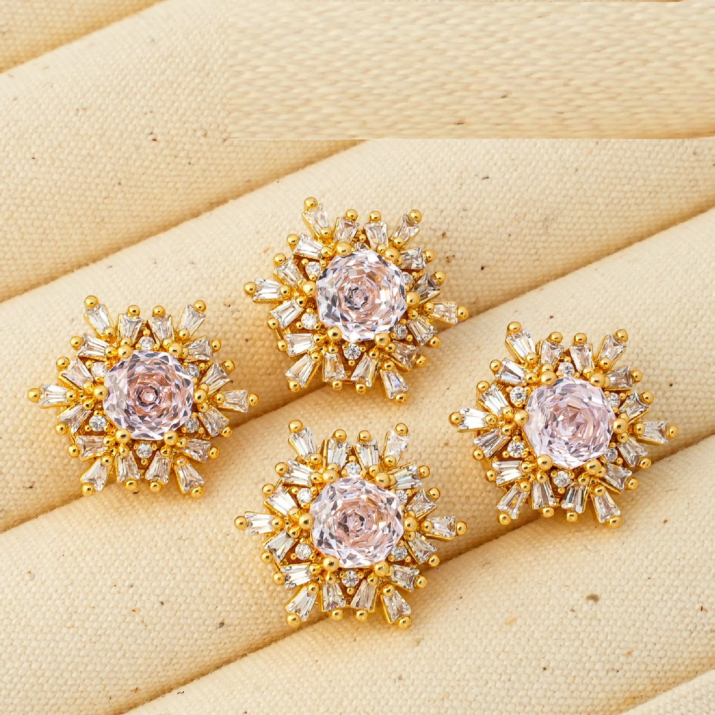 Snowflake Zircon Spacer with Rose Cut Diamond