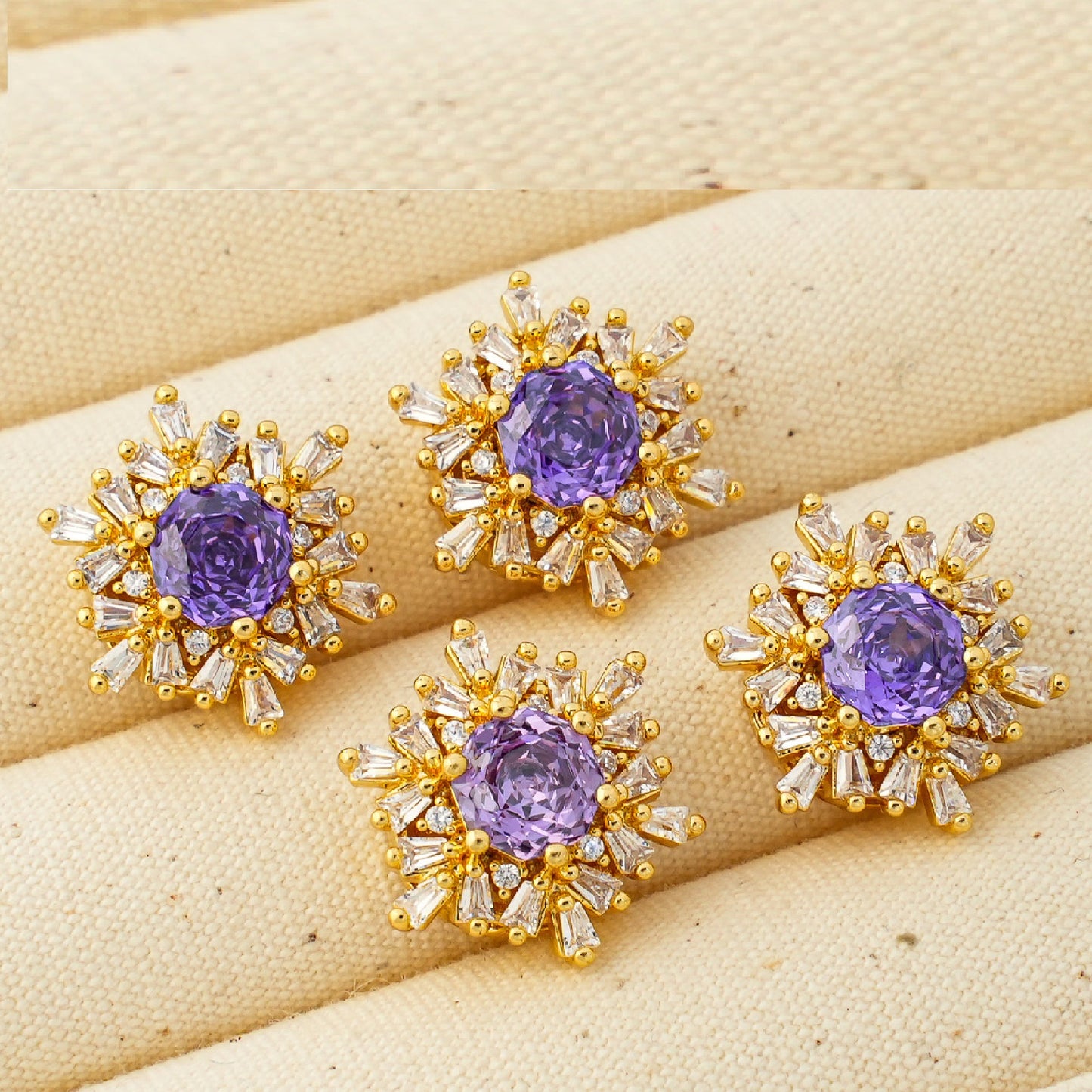 Snowflake Zircon Spacer with Rose Cut Diamond