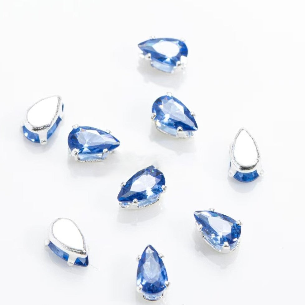 (100pcs)3x5mm Teardrop Prong-Set CZ