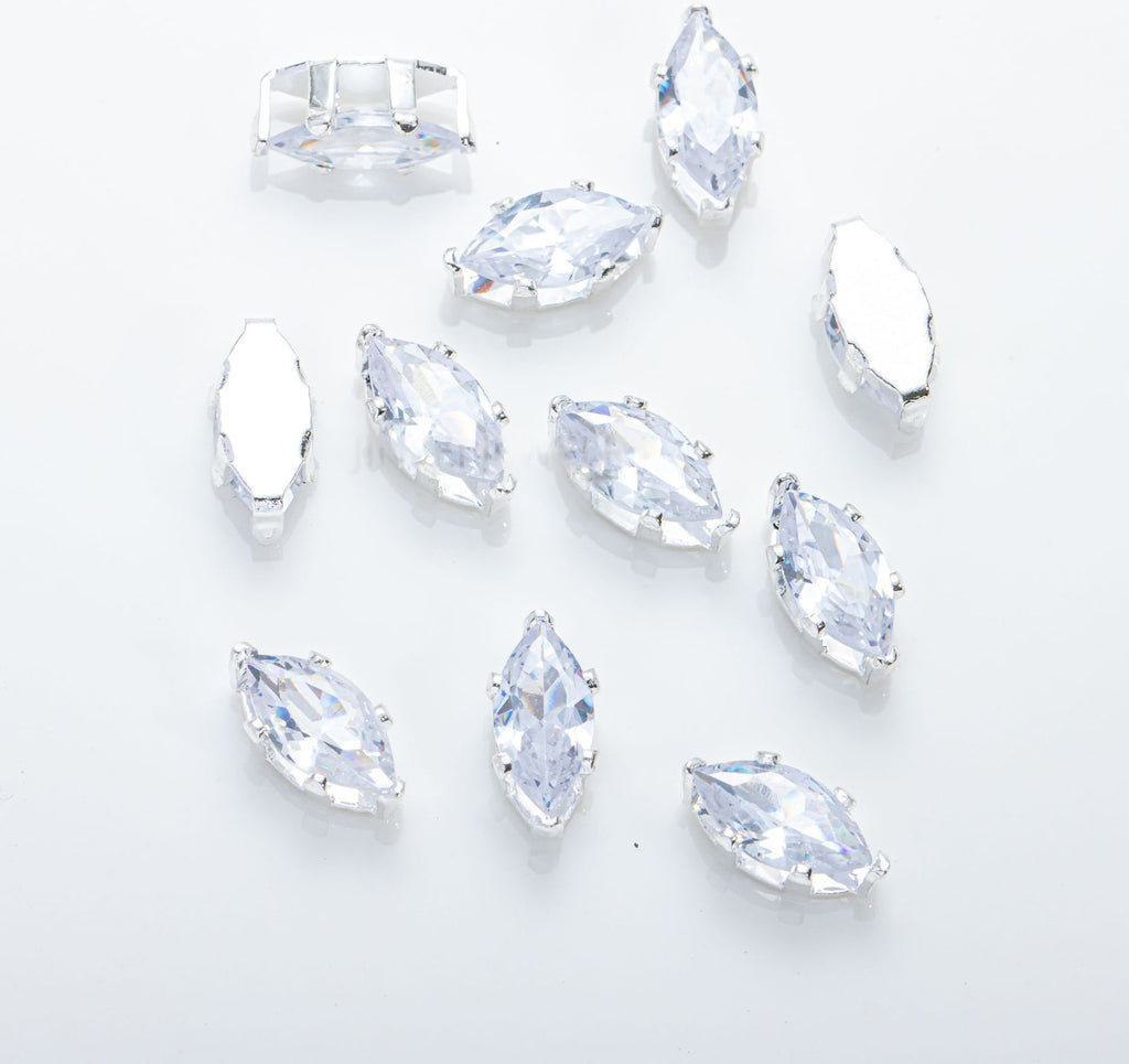 (100pcs)3x6mm 6-prong Marquise Prong-Set CZ