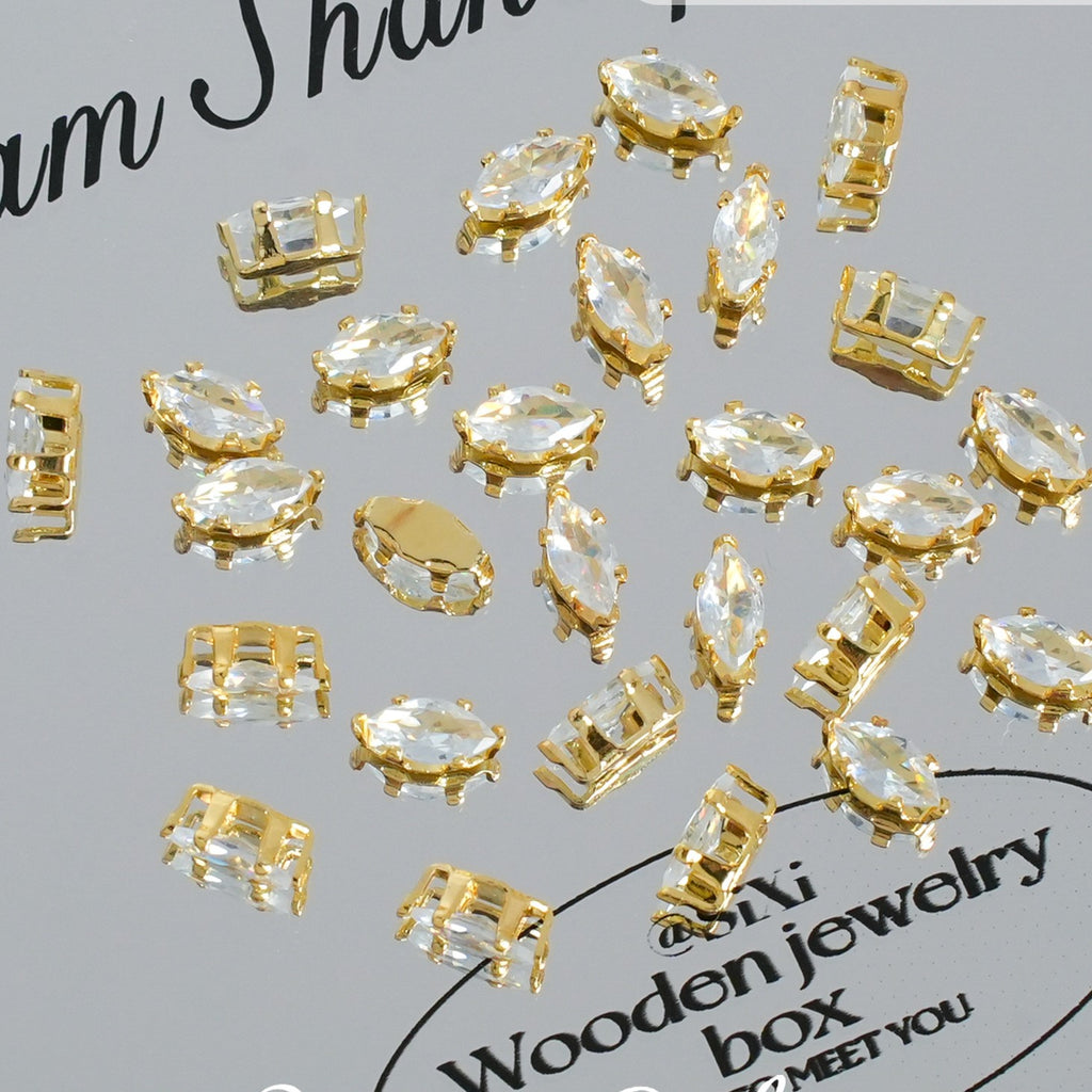 (100pcs)3x6mm 6-prong Marquise Prong-Set CZ