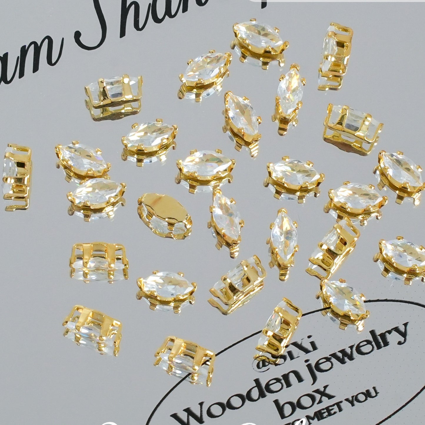 (100pcs)3x6mm 6-prong Marquise Prong-Set CZ