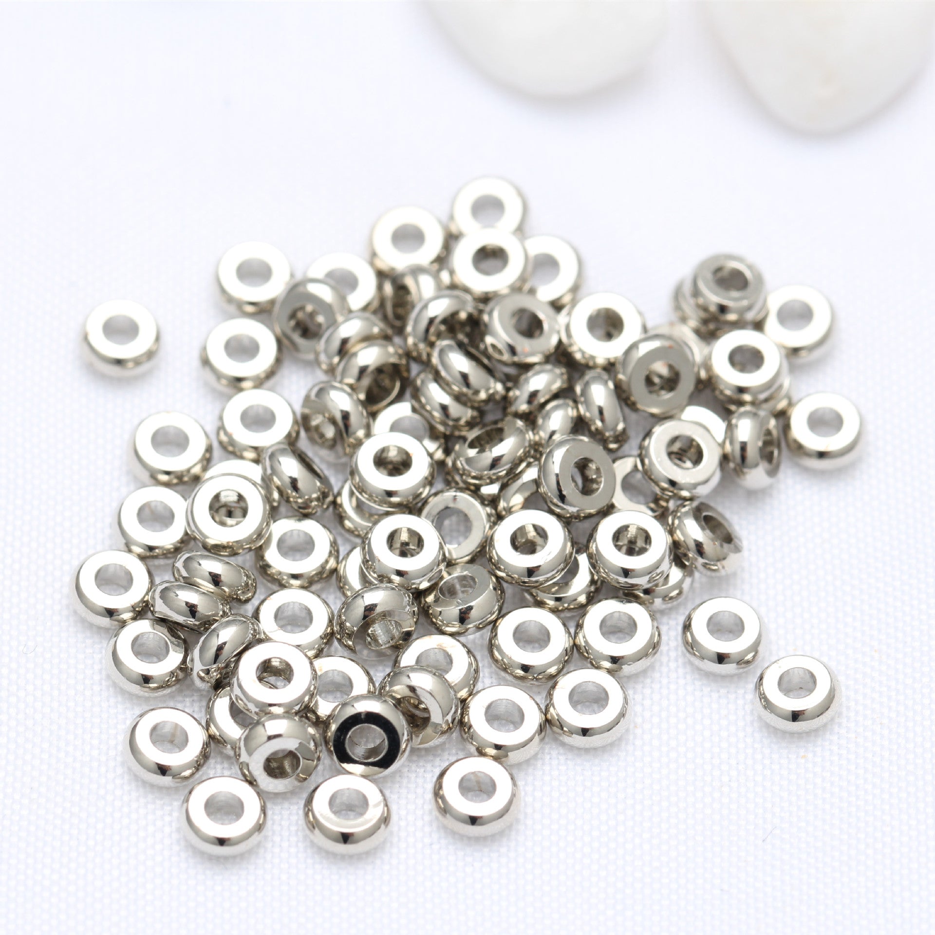 100pcs Wheel Shape Smooth Spacer Beads